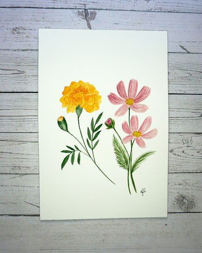 Watercolour Birth Flower Painting Portrait
