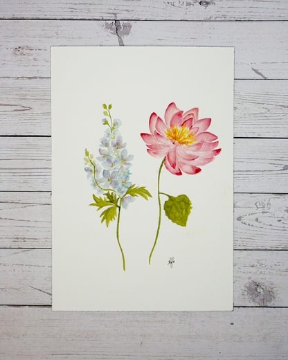 Watercolour Birth Flower Painting Portrait