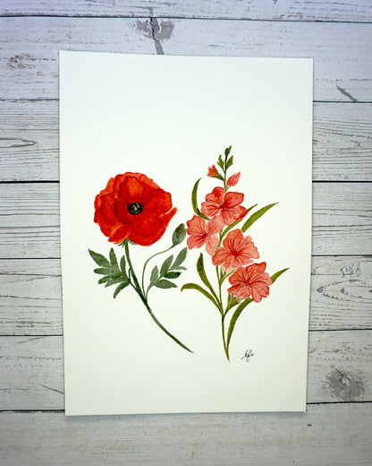 Watercolour Birth Flower Painting Portrait