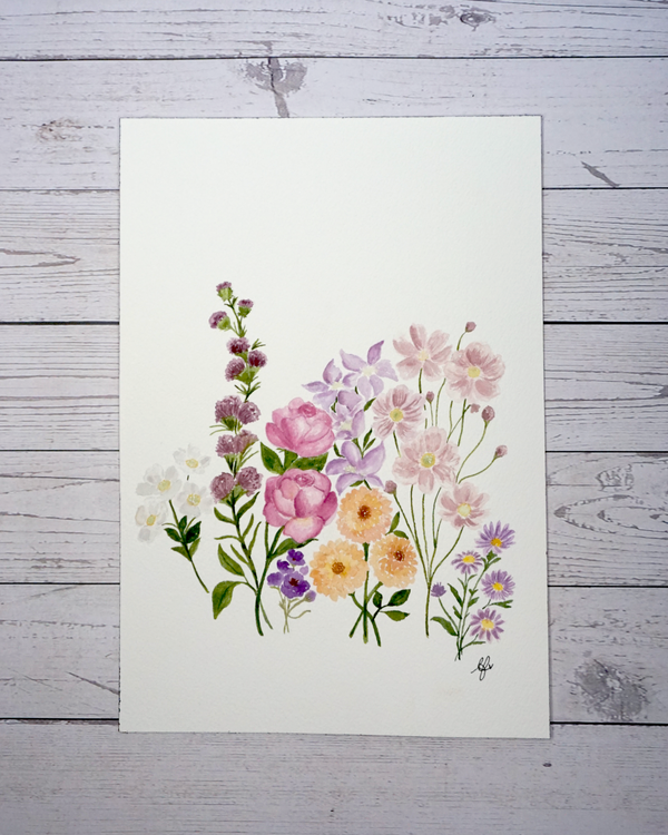 September Florals including Anemone Honorine Jobert, Blazing Star Liatris Spicata, Rose Royal Jubilee Auspaddle English Shrub Rose, Geranium Rozanne, Clematis Prince Charles, Dahlia Jowey Winnie, Anemone Koenigin Charlotte, Aster by The Petal Cove, Lauren Fisher