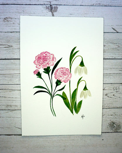 Watercolour Birth Flower Painting Portrait
